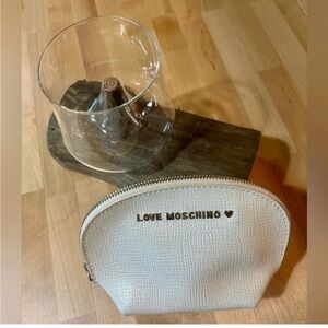 Love Moschino Ivory Textured Make Up Pouch